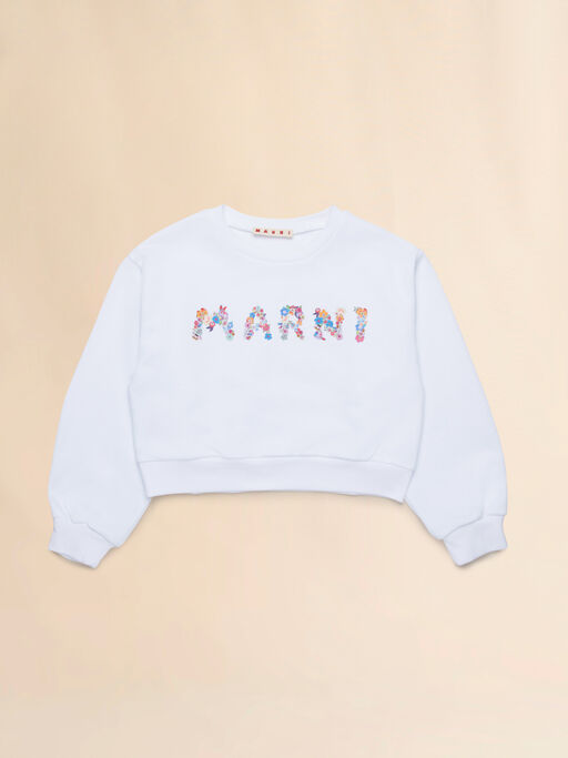 White crewneck sweatshirt with logo - Sweaters