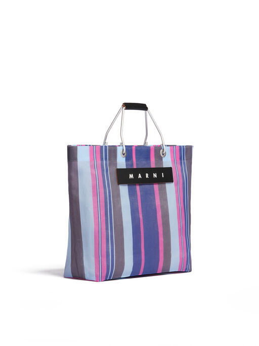 イリュージョンブルー MARNI MARKET STRIPE BAG - ショッピングバッグ