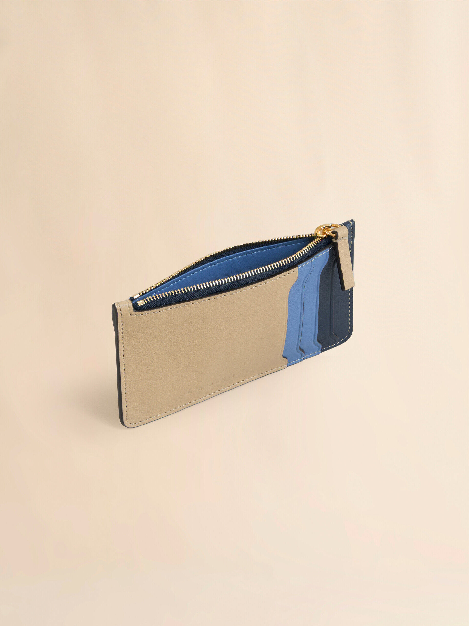 Beige, blue, and light blue leather Trunkaroo cardholder | Marni