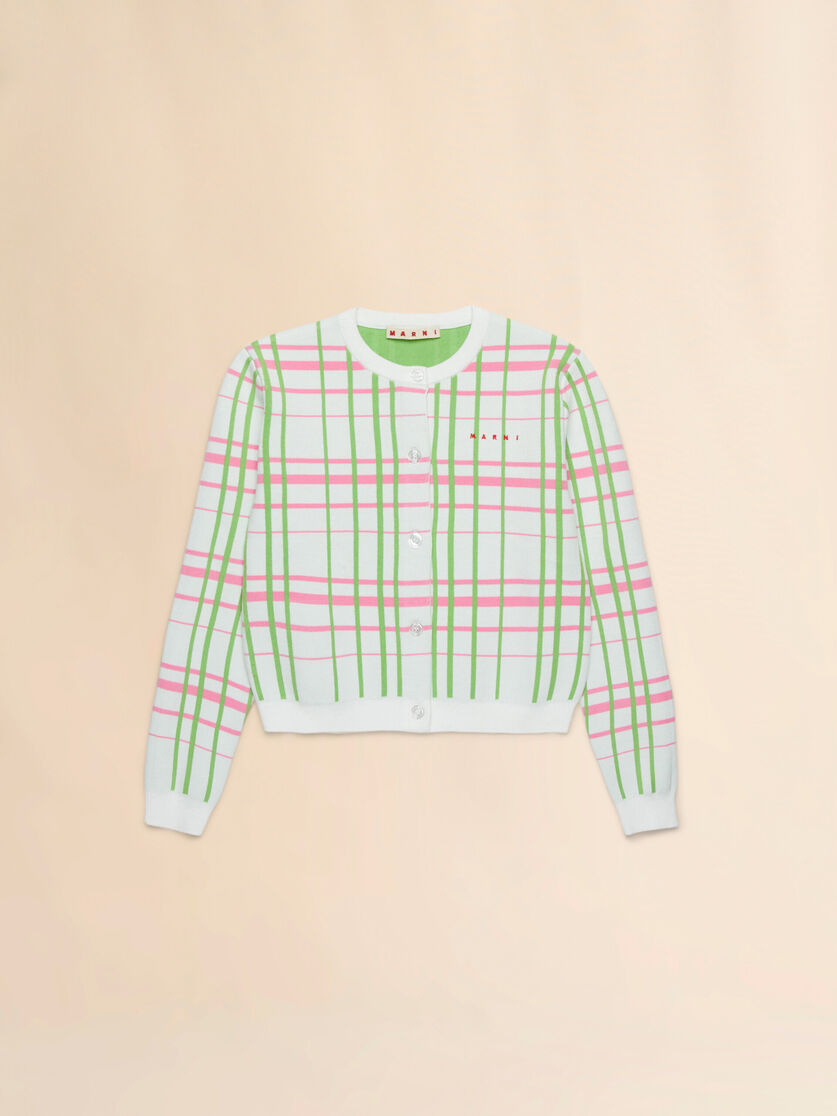 Knit cardigan with Check pattern - Knitwear - Image 1