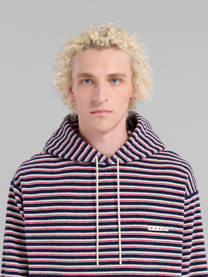 Red and blue striped terry hoodie - Sweaters - Image 4