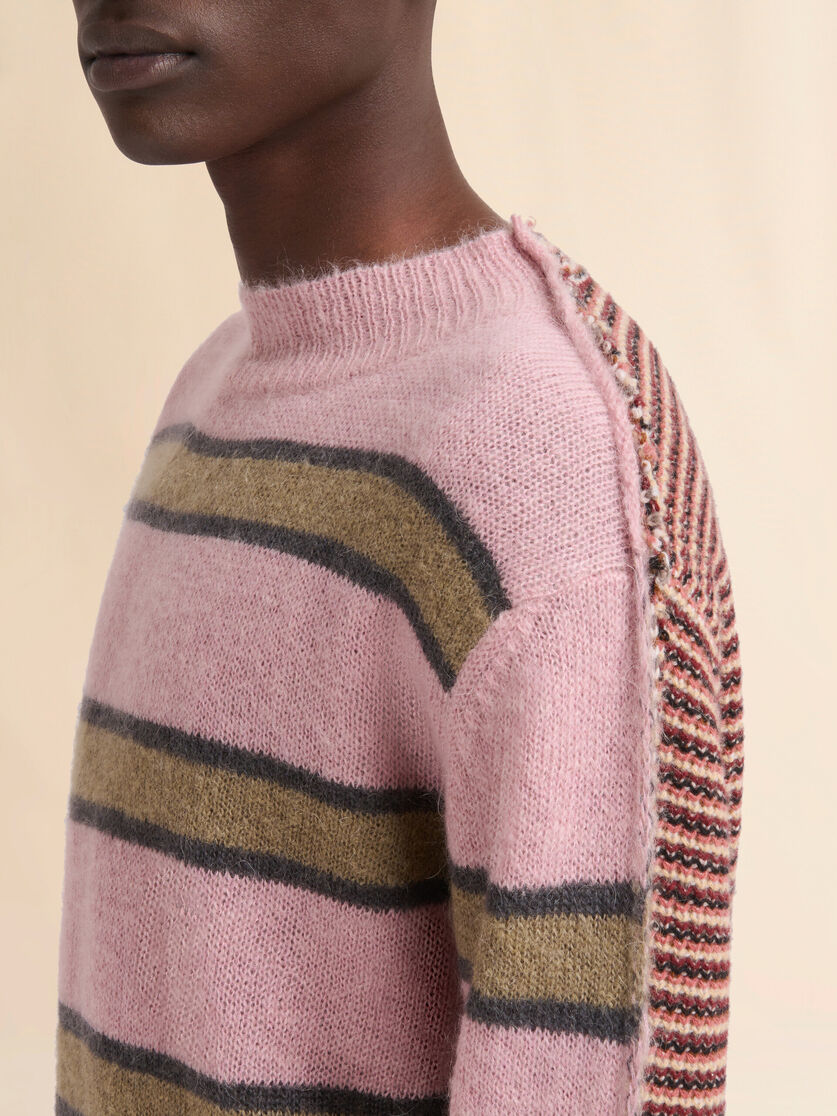Blue striped mohair and wool half-and-half jumper - Pullovers - Image 4