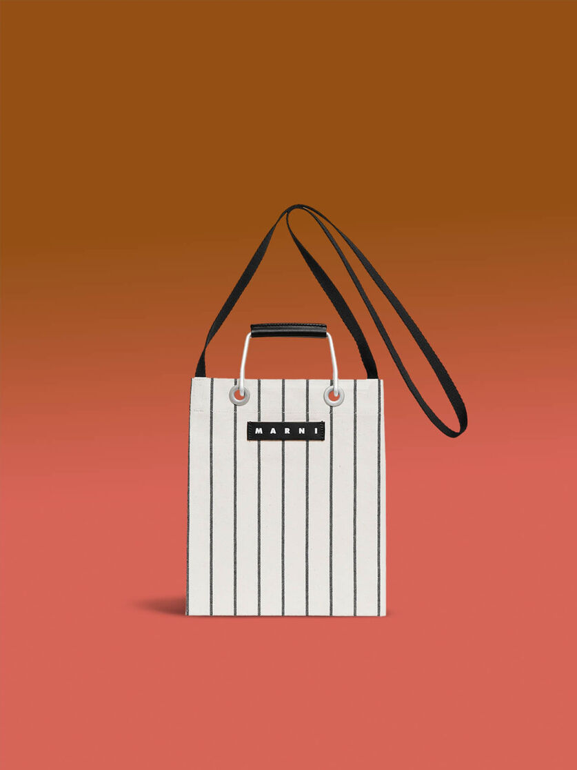コバルト MARNI MARKET COTTON STRIPE MINI SHOULDER - ショッピングバッグ - Image 1