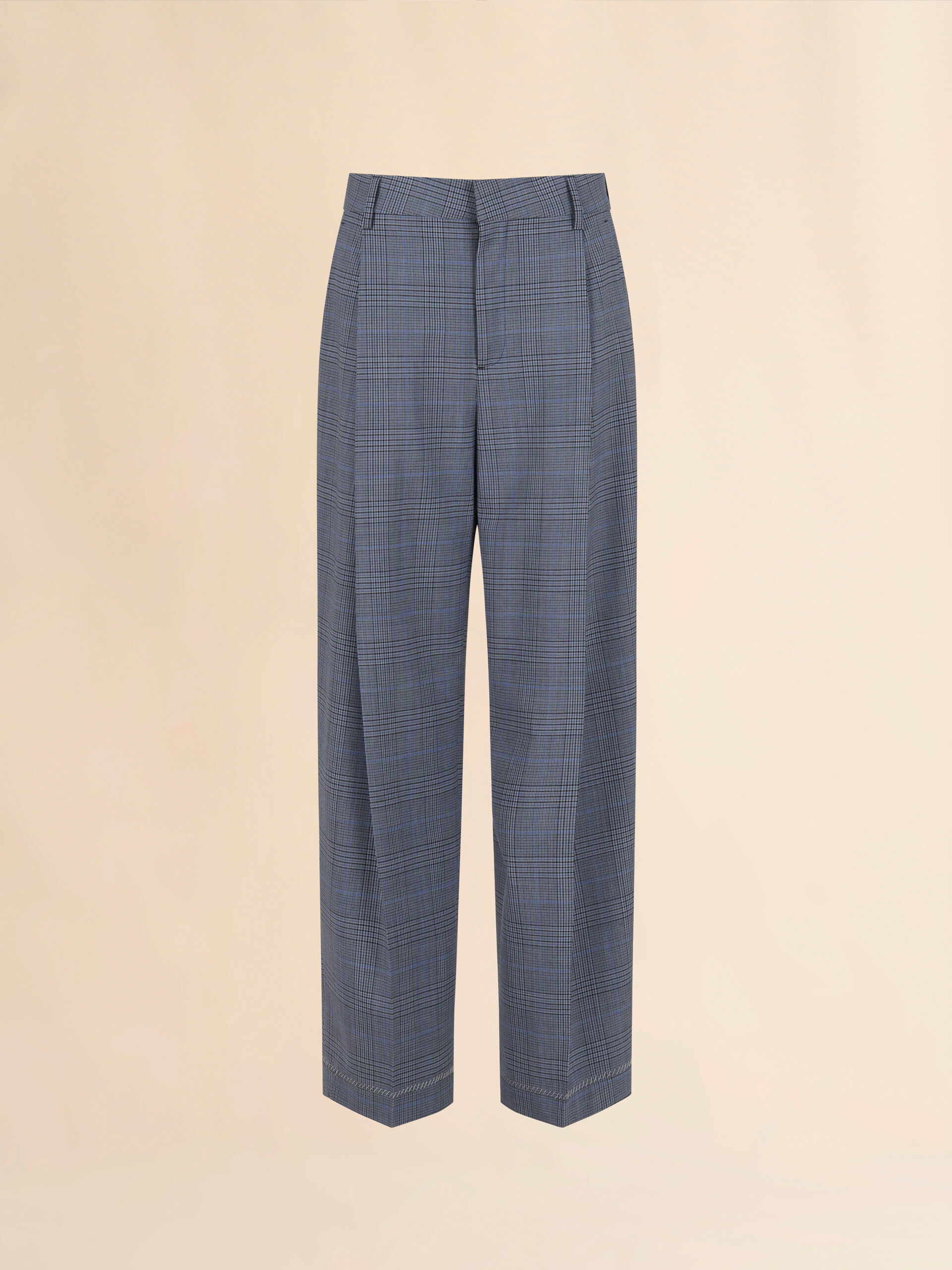 Blue wool trousers with Prince of Wales check | Marni