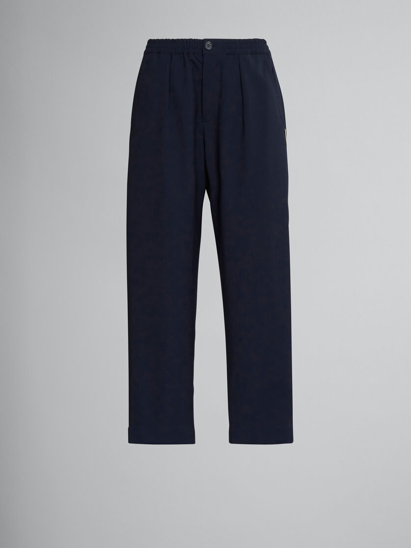 Cropped trousers in blue tropical wool - Pants - Image 1