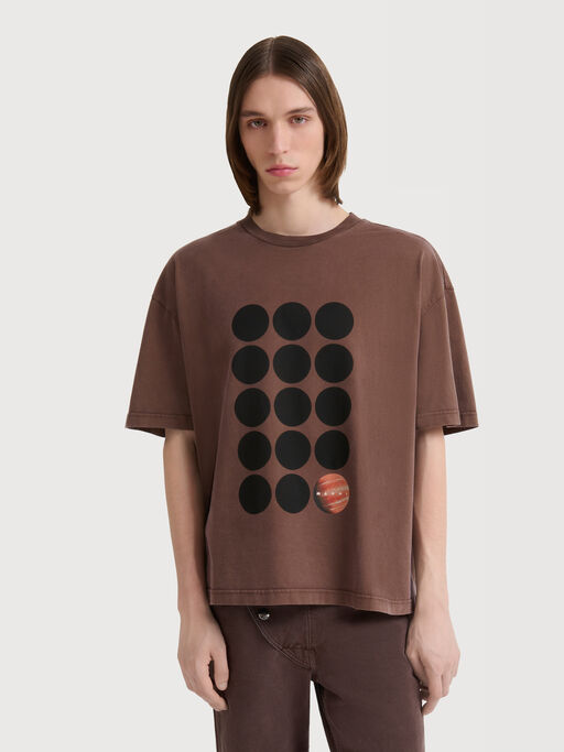 Brown cotton T-shirt with planet print - Shirts