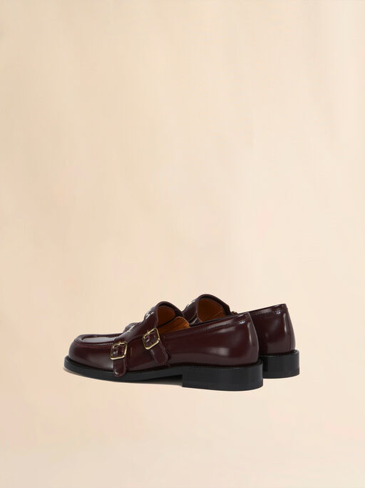 Burgundy leather Bambi 3.0 loafer with double buckle - Mocassin