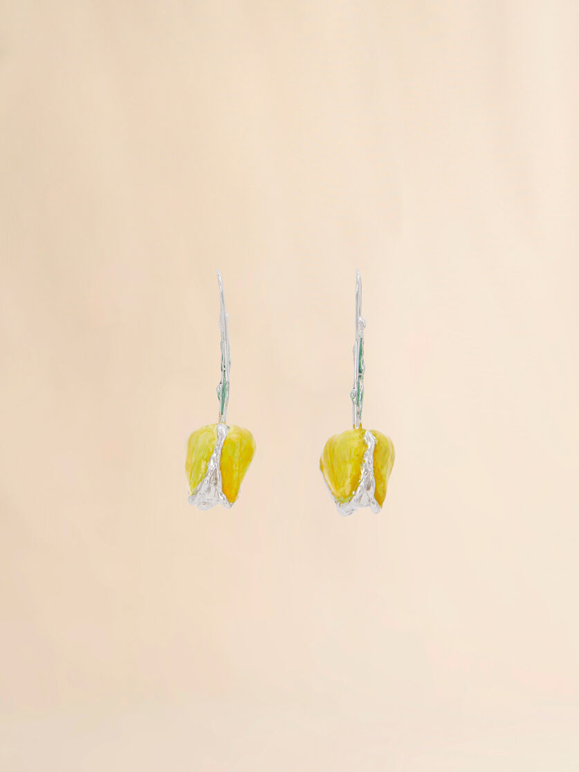 Yellow enamelled Tulip earrings - Earrings - Image 3