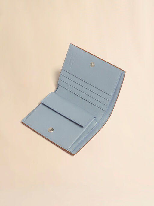 ブラウン レザー製 二つ折りウォレット、Marni Mending刺繍入り - 財布