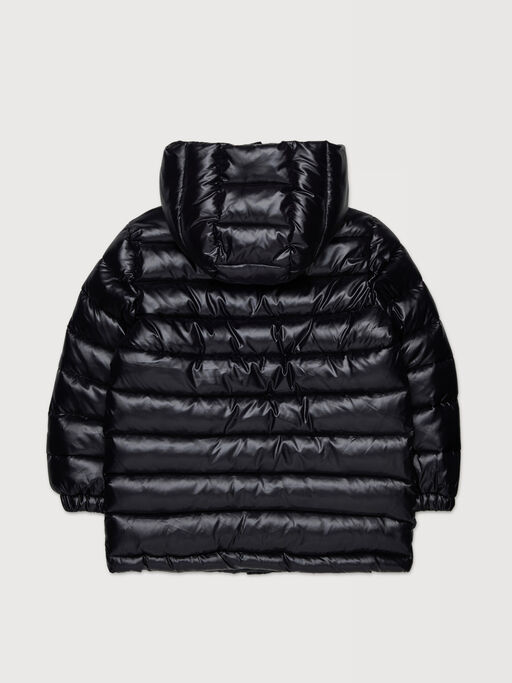 Black nylon puffer coat with zip pockets - Jackets
