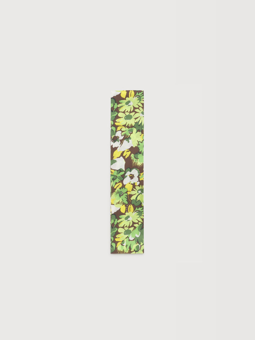 Brown silk bandeau scarf with Pop Flower print, Image 1
