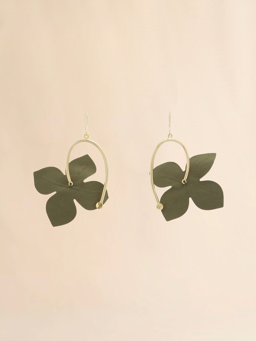 Boucles d'oreilles pendantes en popeline bleue et verte avec fleurs, Image 3