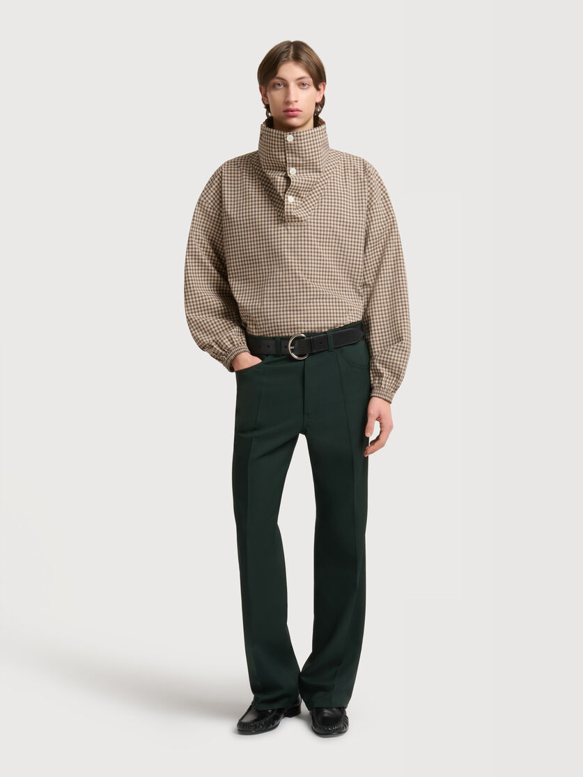 Deep green techno fabric trousers, Image 2