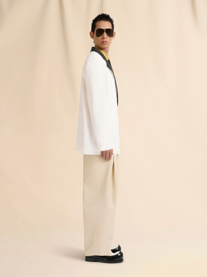 Yellow viscose slim shirt with geometric jacquard motif - Shirts - Image 5
