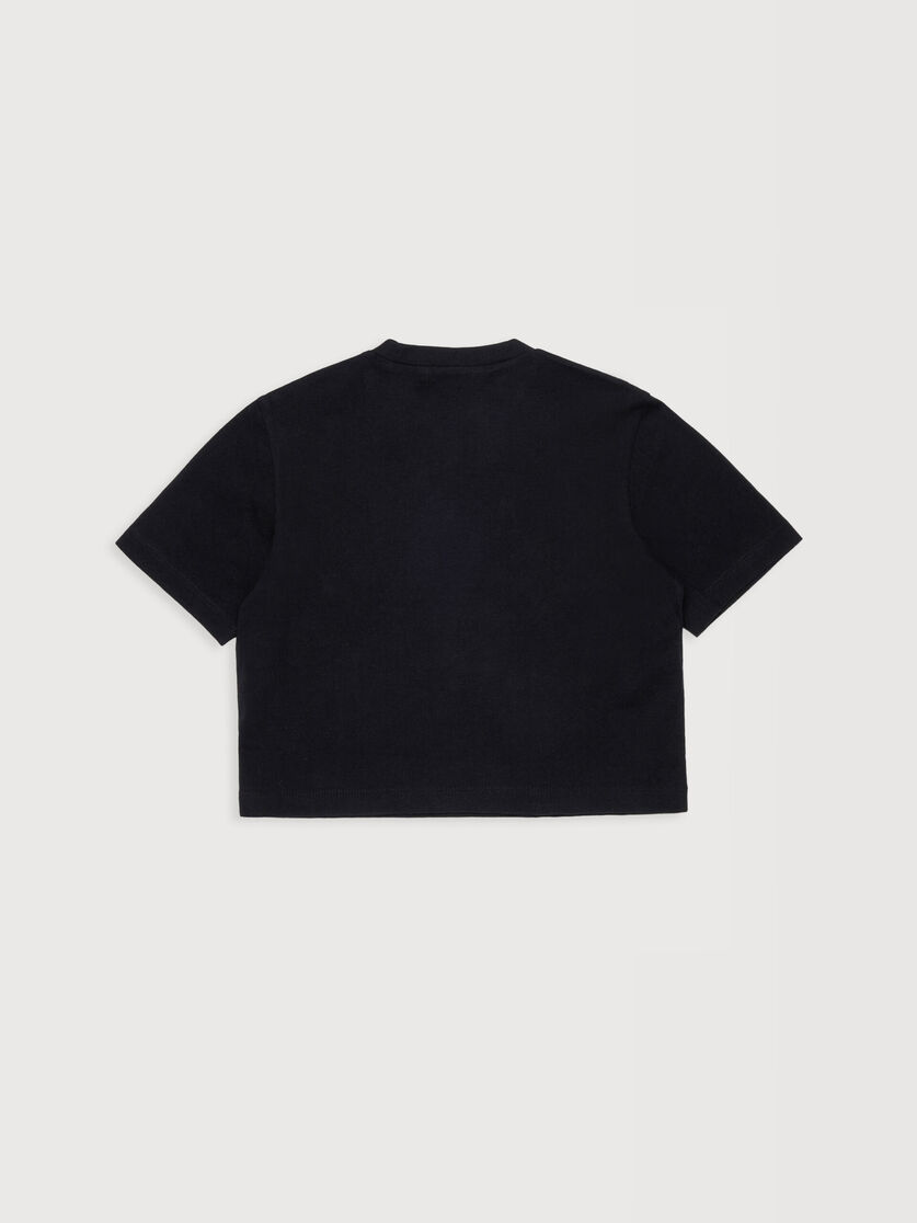 Black cotton T-shirt with rhinestone logo, Image 2