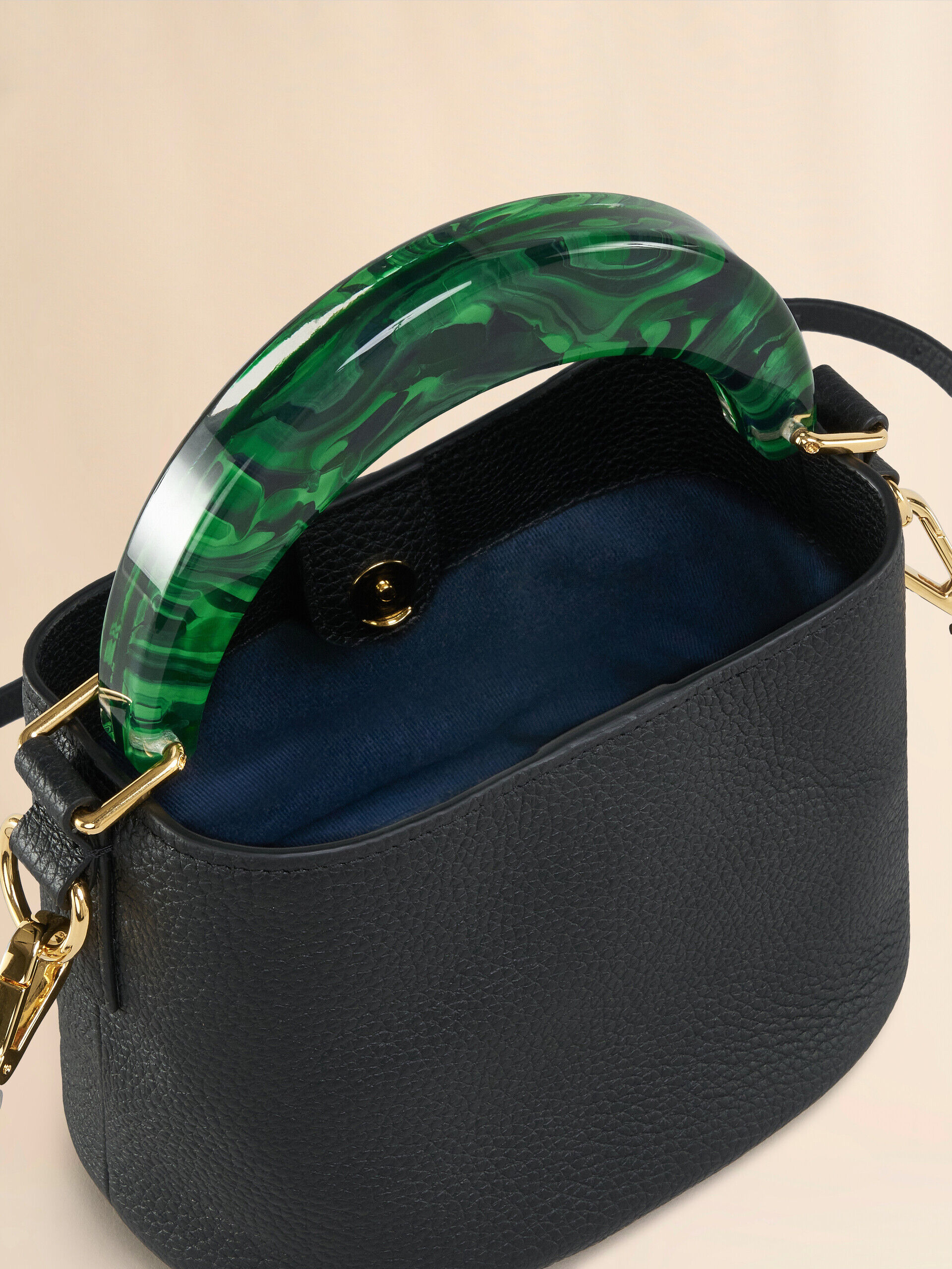 Venice Mini Bucket Bag in black leather | Marni
