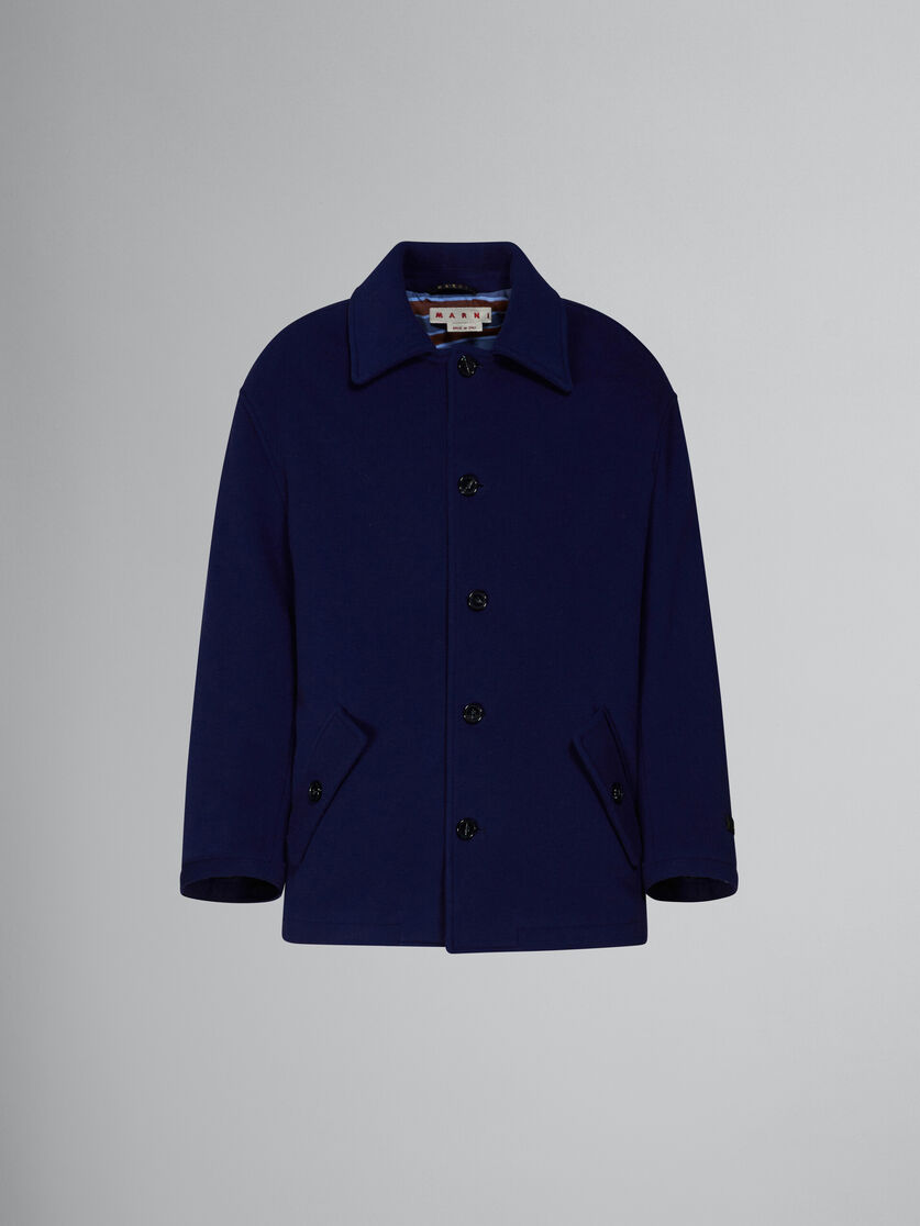 Blue wool felt caban coat - Coats - Image 1