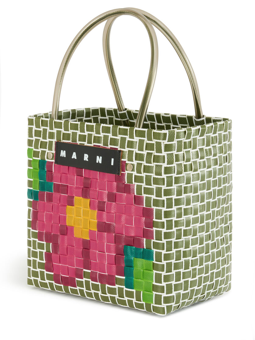 Black and white MARNI MARKET MINI FLOWER BASKET bag - Shopping Bags - Image 4