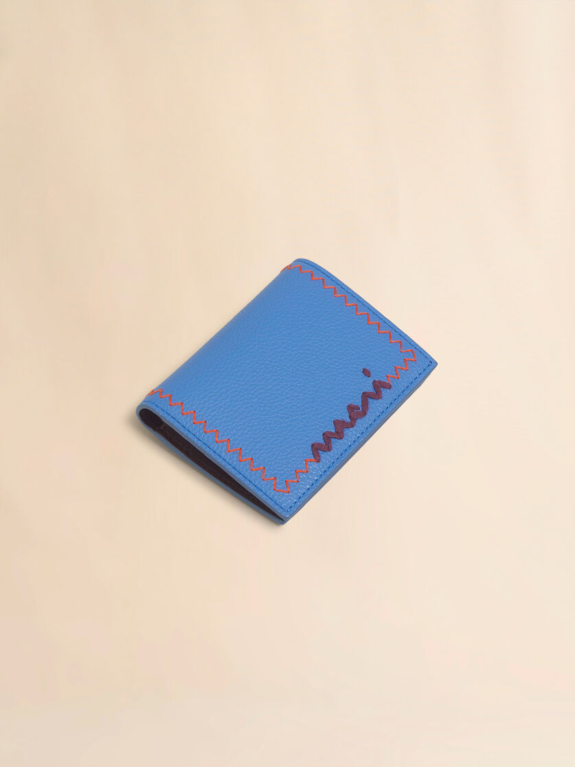 Sky blue bi-fold wallet with Marni Symbol embroidery - Wallets - Image 5
