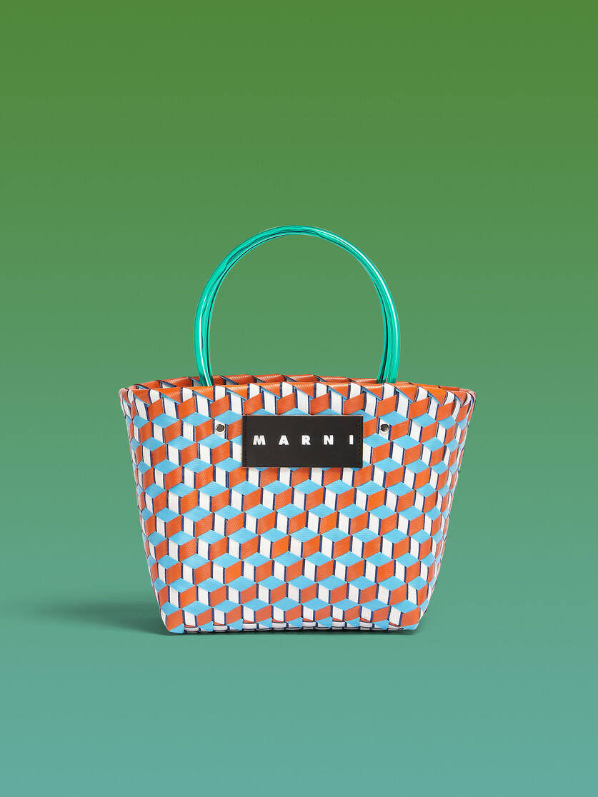 MARNI MARKET 3D BAG in pale blue cube woven material - Shopping Bags - Image 1