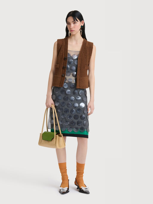 Brown wool vest with button front - Waistcoats