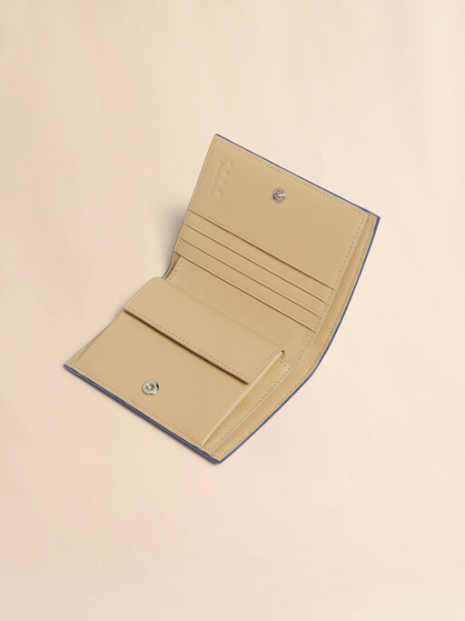 ブルー レザー製二つ折りウォレット、Marni Mending刺繍入り - 財布
