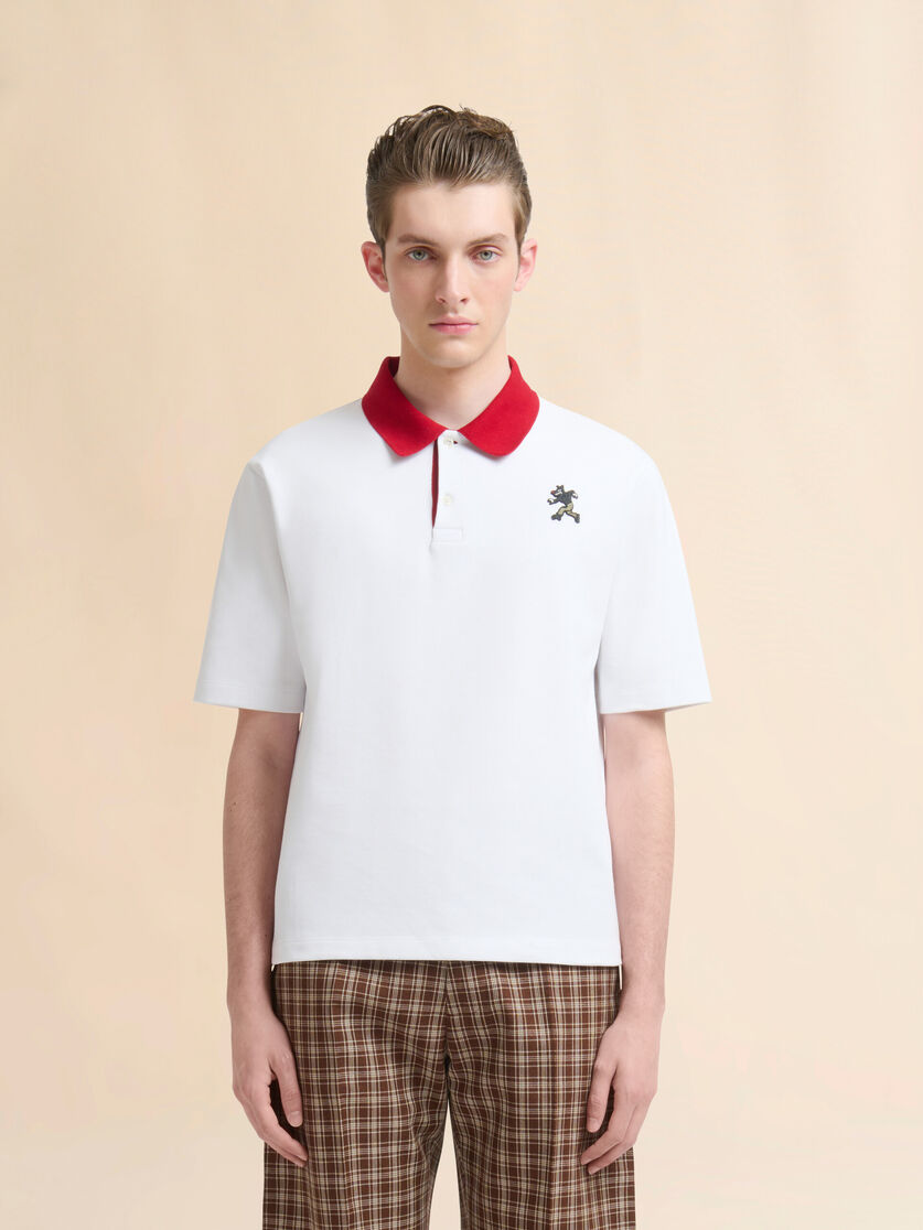 White cotton piqué polo shirt - Shirts - Image 2