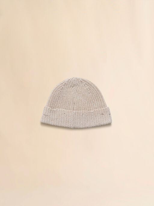 Beige wool beanie with Marni Mending embroidery - Hats