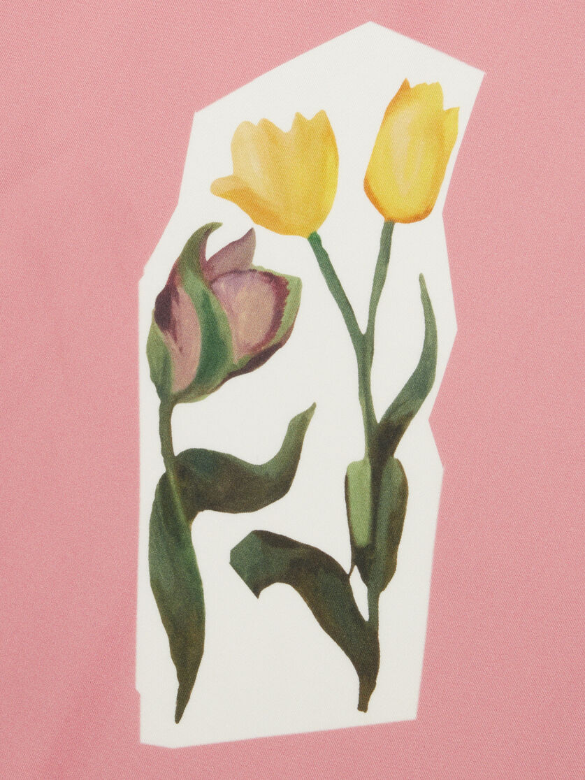 Pink silk foulard with flower collage - Other accessories - Image 3