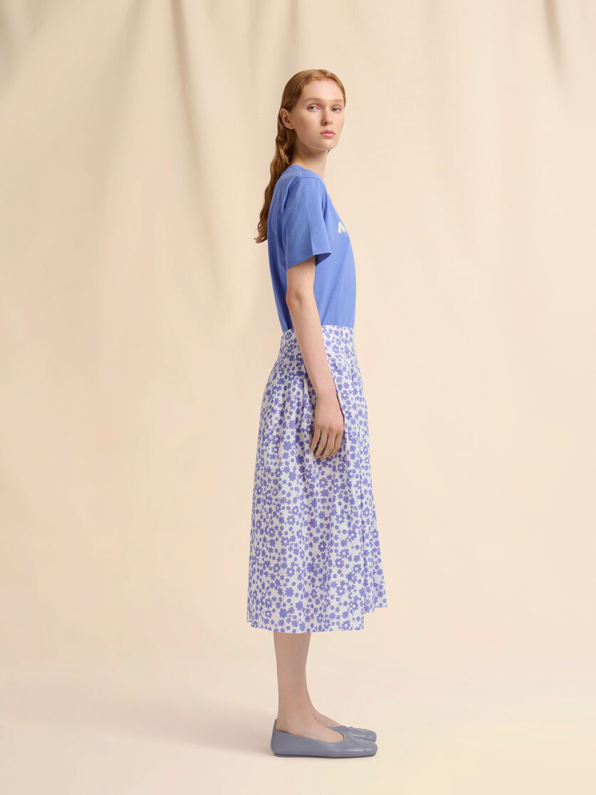 Light blue jersey T-shirt with Marni scribbled logo - T-shirts - Image 5