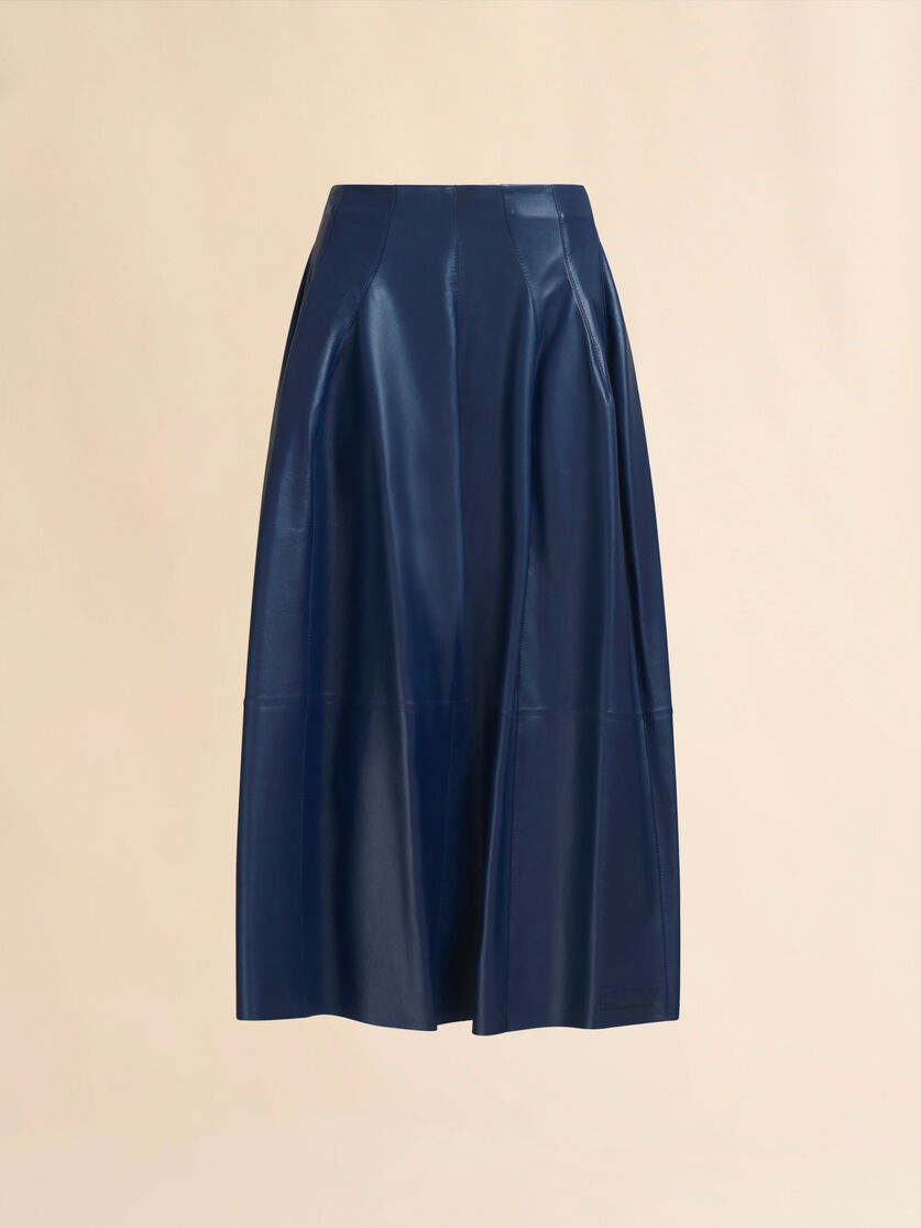 Blauer Rock aus Nappaleder mit hoher Taille - Röcke - Image 1