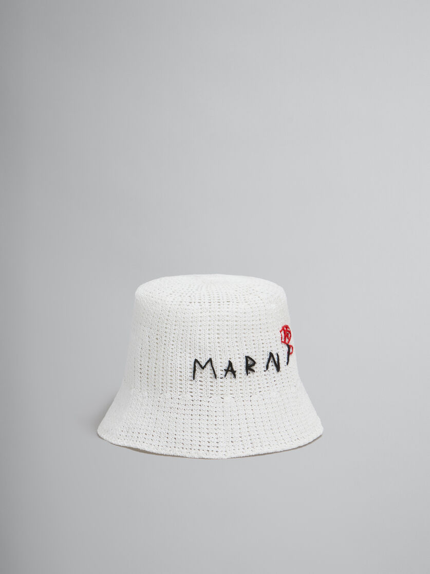 마르니 멘딩 장식 화이트 코튼 크로셰 모자 - 모자 - Image 1