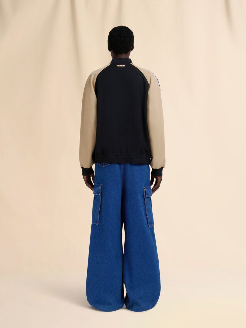 블랙 울 컬러블록 보머 재킷 - Jackets - Image 3