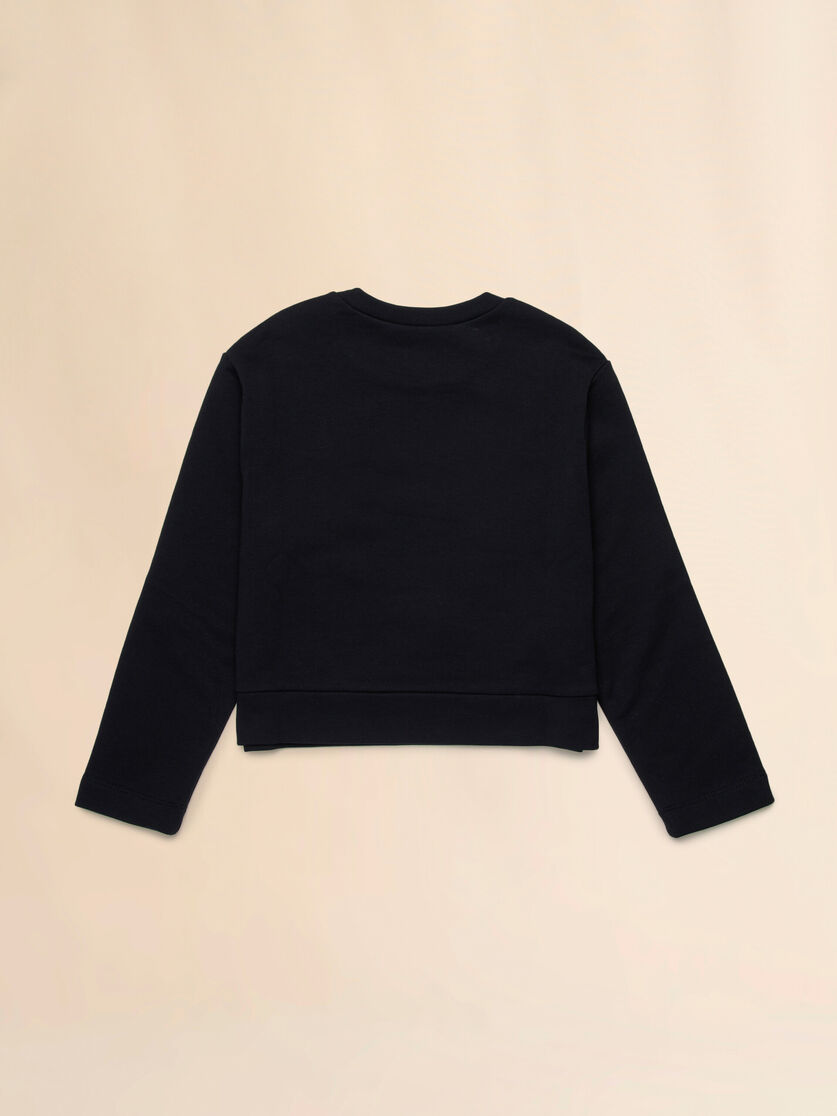 Black cotton sweatshirt with ruffle pockets, Image 2