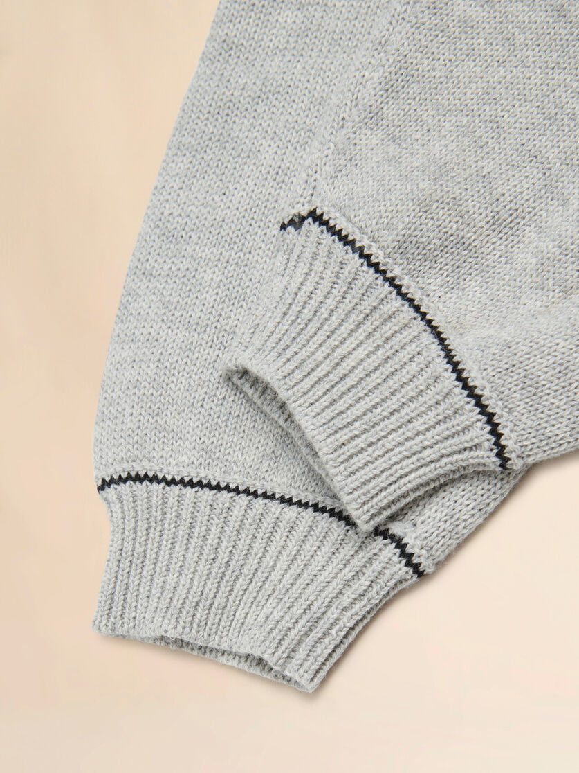 Gray cotton knit joggers with embroidered logo, Image 4