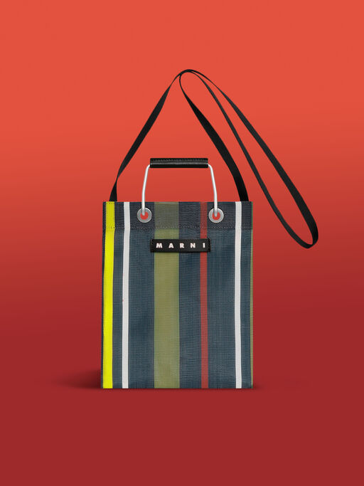 ブルー(ウルトラマリン) MARNI MARKET STRIPE MINI SHOULDER BAG - ハンドバッグ