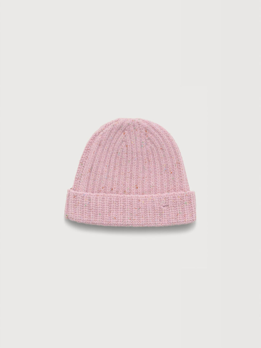 Pink Shetland wool beanie with Marni Mending, Image 2
