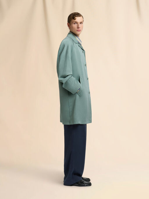 Deep blue satin wide-leg trousers - Pants