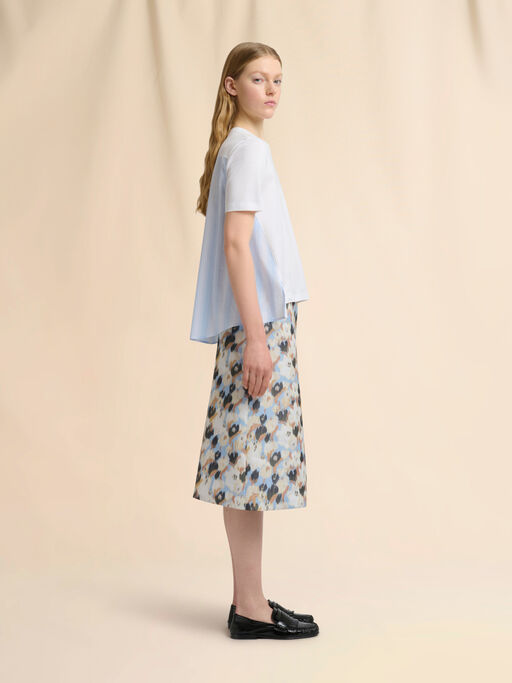 ホワイト バックはポプリンのコットンTシャツ - Tシャツ