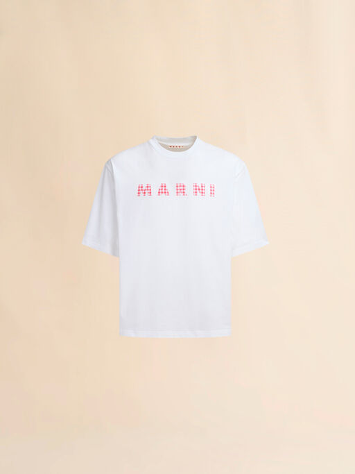 Crew neck T-shirt with checked Marni logo - Shirts