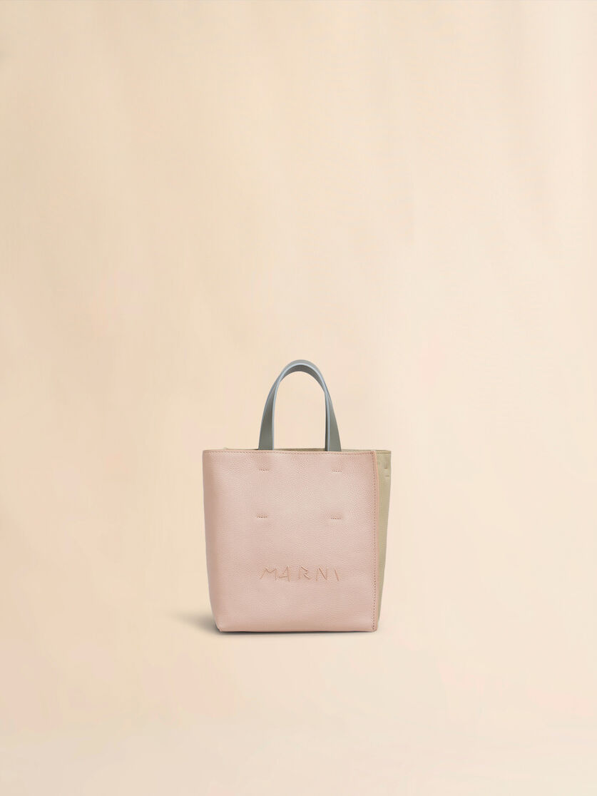 Museo Soft Mini Bag in ivory and brown leather with Marni Mending - Shopping Bags - Image 1