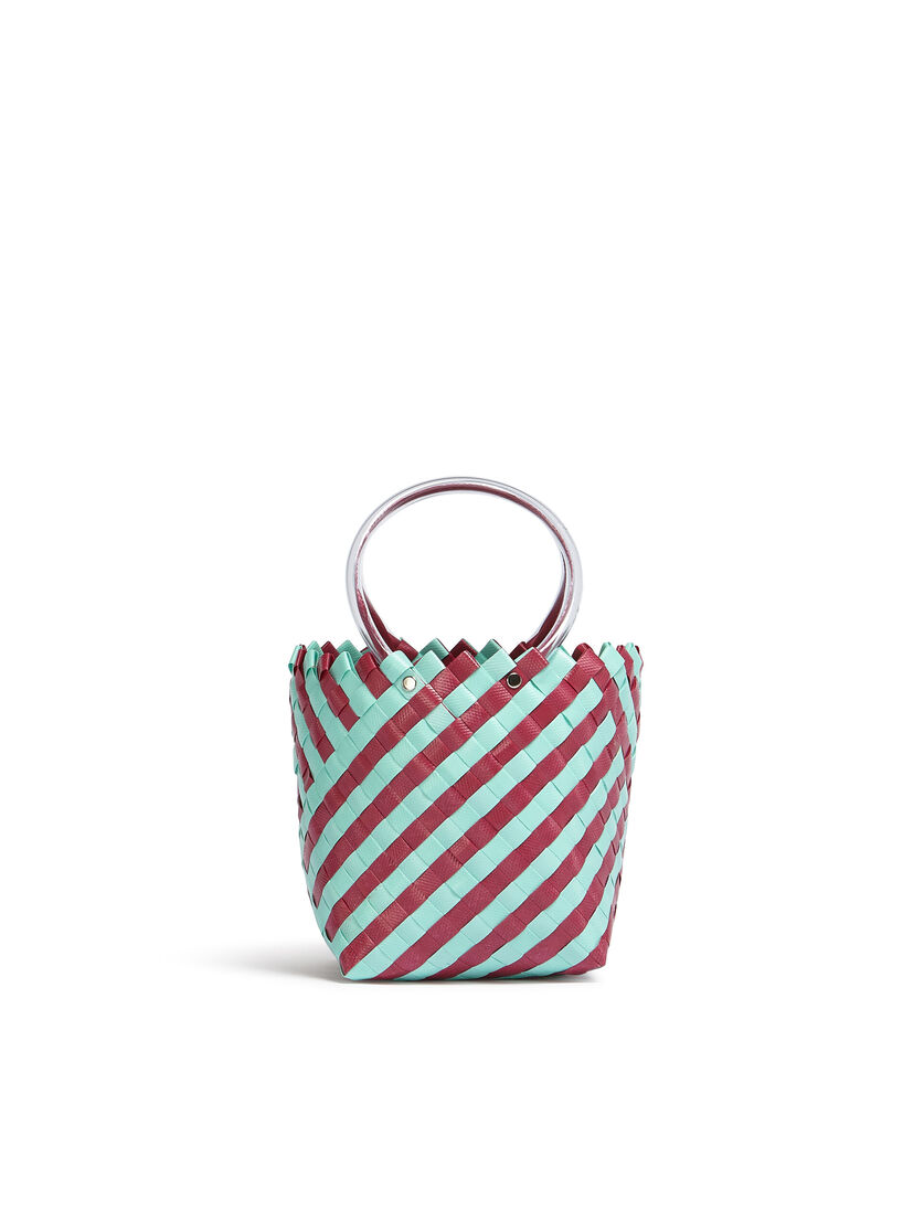 MARNI MARKET TAHA bag in blue and white woven material - Shopping Bags - Image 3