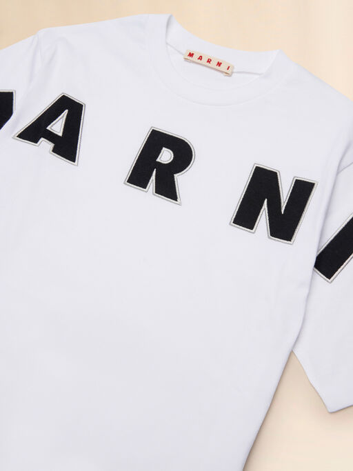 T-shirt bianca con logo ricamato - T-shirt