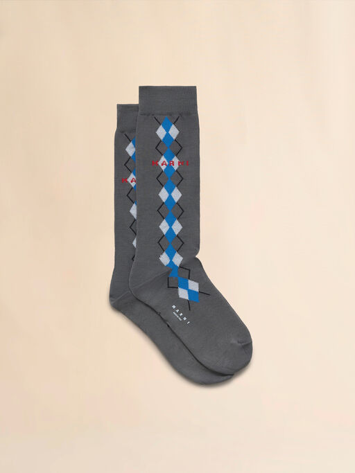Calcetines de algodón gris con motivo Argyle - Calcetines