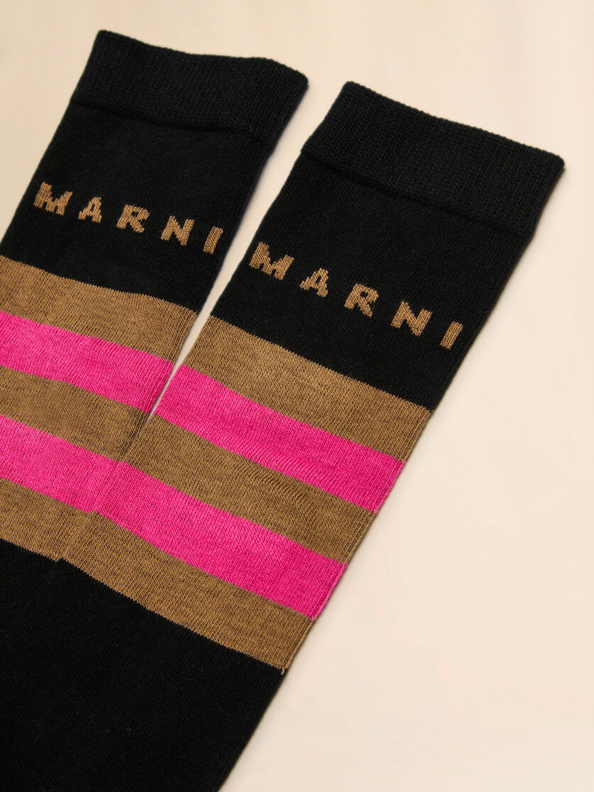 Grey melange cotton-nylon socks with contrast stripes - Socks - Image 2
