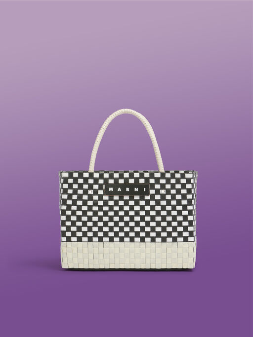 ナチュラルホワイト MARNI MARKET TAXI BASKET MEDIUM - ショッピングバッグ