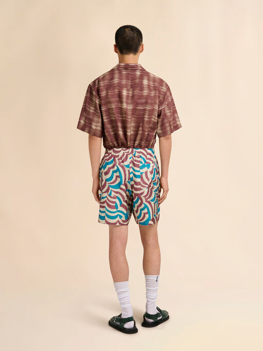 Viscose twill Bermuda shorts with multicoloured Yoyo print - Swimwear