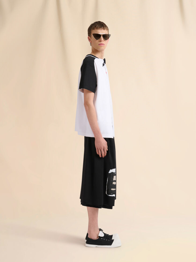 Black cotton tank top with mohair embroidery - Shirts - Image 5