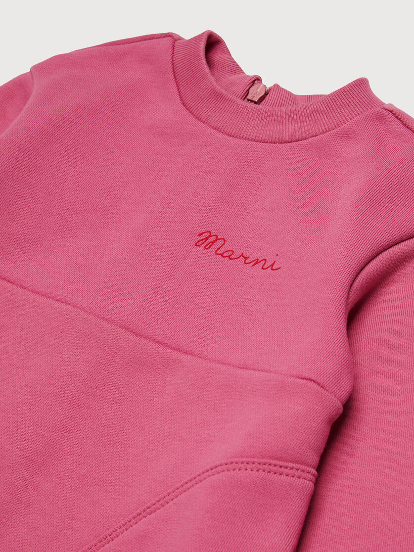 Pink otton sweatshirt dress with cursive Marni logo, Image 3