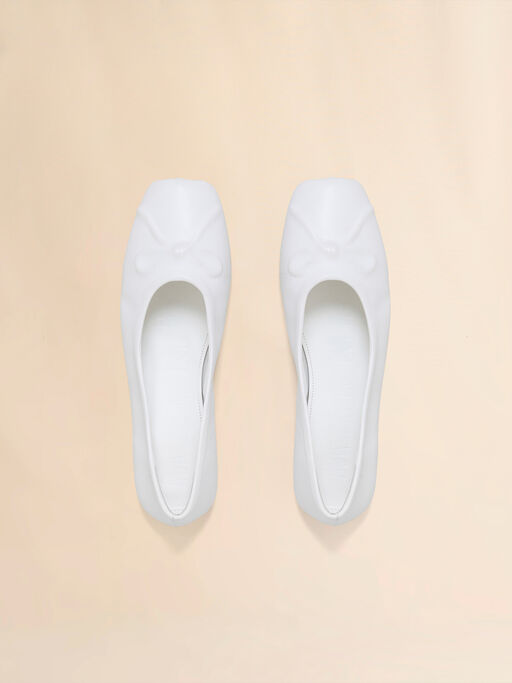 White nappa leather seamless Little Bow ballet flat - Ballet Shoes